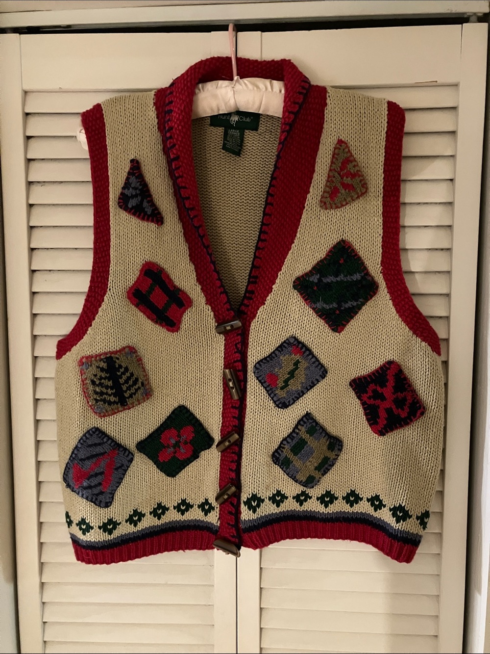 Vintage Hunt Club Patchwork Sweater Vest Large